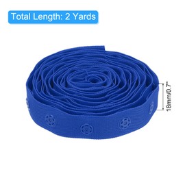 sourcing map 2 Yard Snap Button Tape for Sewing, Cotton Snap Button Trim Fastener Buckles Tape for Clothes Fabric DIY Craft, Blue