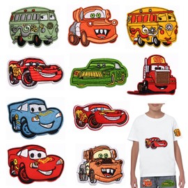 Cars Iron-On Patches Children Adults Pack of 10 Car Patches for Sew-On Set, Embroidered Iron on Patches DIY Accessories, Iron-On Patches for Sew on or Iron-On to Clothes, Dress, Jeans