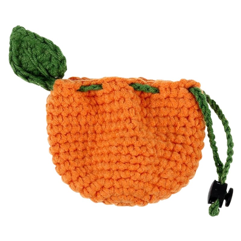 Cute Tangerine Bag | Knitted Bag Cute Drawstring,Orange-Shaped Crochet Purse,