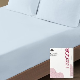 Mayfair Linen 100% Egyptian Cotton Cal King Fitted Sheet Only - Luxury 800 Thread Count California King Fitted Sheet, Soft, Cooling 16" Deep Pocket Bottom Sheets Fully Elasticized - Light Blue