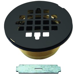 Westbrass A206B-62 2" No-Caulk Brass Compression Shower Drain with 4-1/4" Round Grid Cover, Matte Black