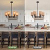 Giawosth 6-Light Black Rattan Chandelier for Kitchen Island, Farmhouse Boho