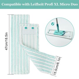 Mop Cloths for Leifheit Profi XL Micro Duo/Cotton Plus Floor Mop Replacement Microfibre Mop Covers Pads for All Floors Pack of 2