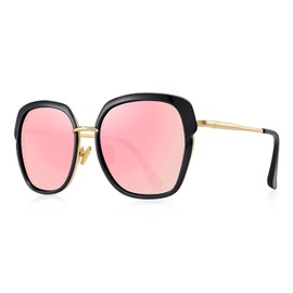 OLIEYE Vintage Oversized Shield Frame Women's Polarized Sunglasses Holiday Sunglasses for Women with Gift Box O6371