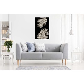 Panther Print Fine Art Prints Abstract Graphic Palm Leaves Artistic Framed Canvas Print, Pictures for Home Walls, Bedroom, Living Room & Bathroom Decor 31x20cm (12x8in)