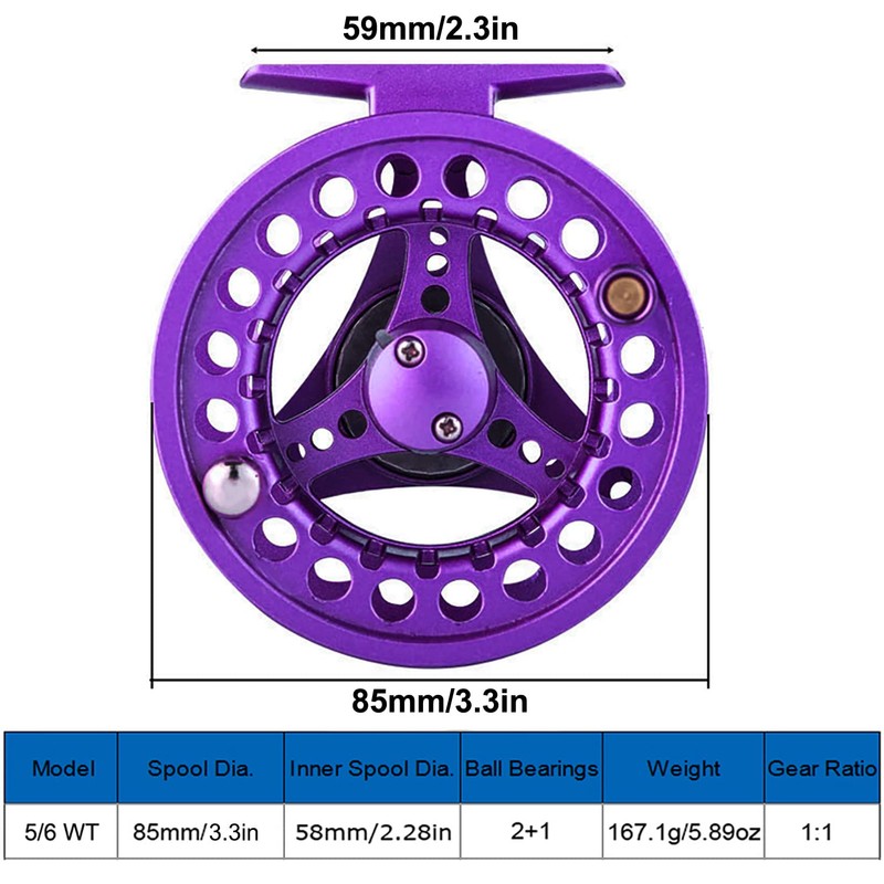 FANGBLUE Fly Fishing Reel Aluminum Alloy 5/6 WT Large Arbor