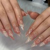 IQXGE French Tip Press on Nails Almond Medium Nude Glossy