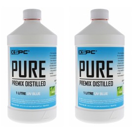 XSPC Pure Premix Distilled PC Coolant, 1 Liter, UV Blue, 2-Pack