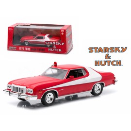 DCD 1976 Ford Gran Torino Red White Stripe Greenlight 1/43 Diecast Model Car Inspired by 'Starsky Hutch' TV Series (1975-1979)