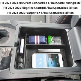 EDBETOS Center Console Organizer Compatible with 2023 2024 2025 Honda Pilot, 2024 2025 Ridgeline/Passport Insert Tray Secondary Storage Armrest Box ABS Plastic Material, Black