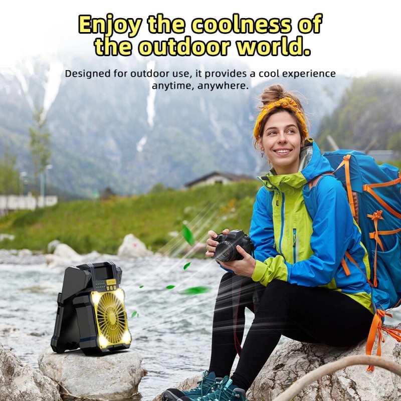 KEPEAK 5 Speed Solar Fan&Portable Camping Fan with Lantern 5200mAh