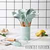 Country Kitchen Non Stick Silicone Utensil Set with Rounded Wood