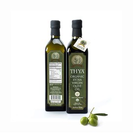 USDA Organic Extra Virgin Olive Oil 2 Pack of (25.4 fl oz/ 750ml) by THYA, First Cold Pressed, Single Source, Unblended, Natural, NON-GMO EVOO for Salad, Cooking, Baking, Dipping