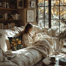 FITIE Vintage Moody Floral Bumblebee Pillow Covers 18x18, Moody Dark Cottagecore Botanical Wildflower Bee Decorative Throw Pillow Covers for Home Bedroom Living Room, Bee Decorations for Home