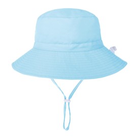 Sombrero de sol para bebé, playa, verano, cara sonriente, UPF 50+, gorra ajustable, Azul claro, 6-12 Meses