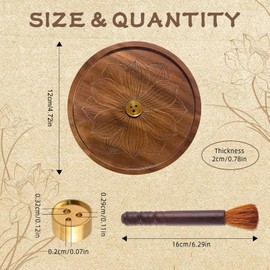 VINEST Lotus Wooden Incense Holder, Zen Incense Holder with Cleaning Brush, Thread Incense Holder with Three Holes, Incense Burner for Incense Sticks, Meditation, Yoga, Home Decoration