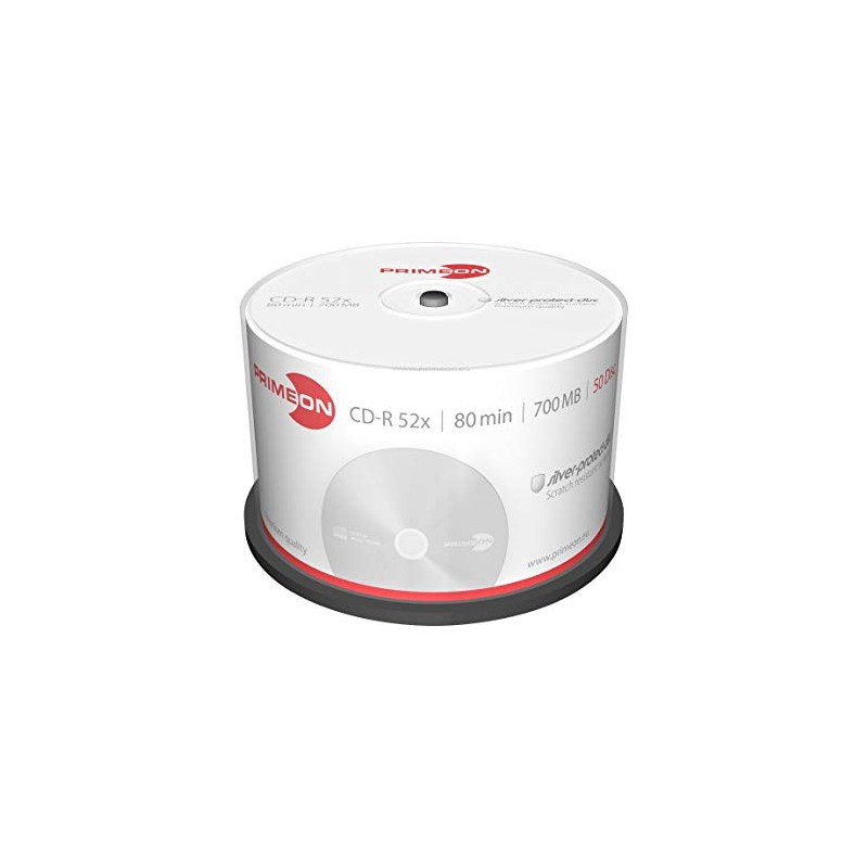 Primeon 2761102 CD-R Blank Discs (80 Minute, 700MB, 52x Cakebox