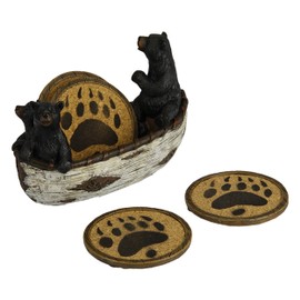 River's Edge Products Coaster Set - Bears in Boat