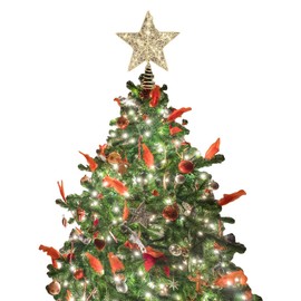 TOYANDONA Glittered Star Tree Topper 10 Inch Christmas Tree Toppers Star Treetop Xmas Christmas Tree Decorations Party Home Decor Golden