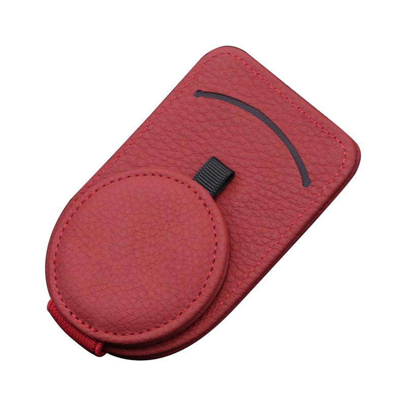 Sunglasses Holder for Car – Genuine Leather, Magnetic Closure, Card