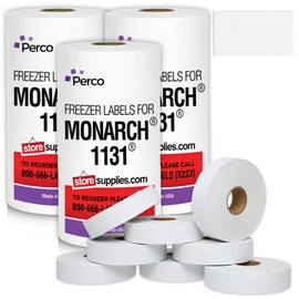 Perco Freezer Adhesives White Labels for Monarch 1131 Price Gun – 3 Sleeve, 60,000 Price Gun Labels