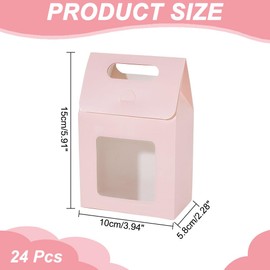 AHANDMAKER 24Pcs Kraft Paper Gift Boxes with Windows, Goodies Boxes Gift Boxes Treat Boxes, Pink Gift Boxes for Food, Pink Gift Boxes for Birthday Wedding Party, 3.93x2.3x5.9 Inch