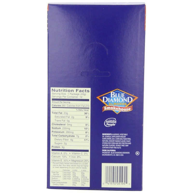 Blue Diamond Almonds, Smokehouse, 1.5-Ounce Packages (Pack of 24)
