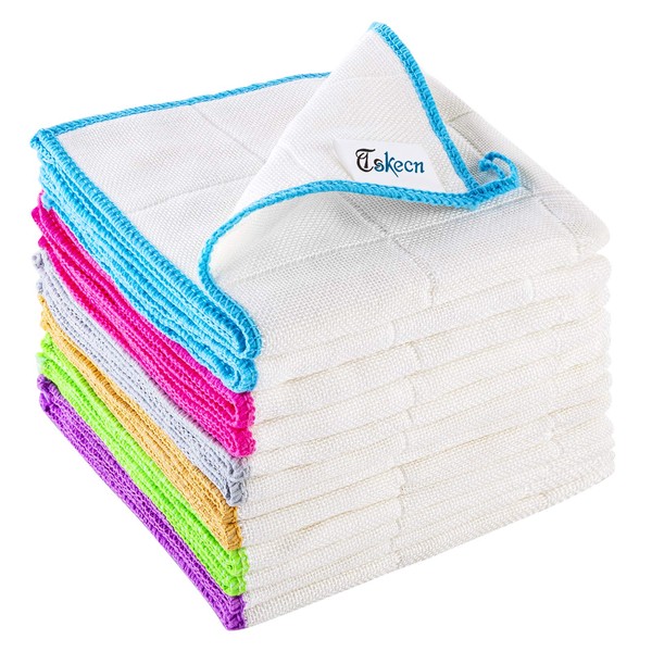 10 Pcs Kitchen Dish Cloths Set, Premiunm Bamboo Fiber Dishcloth Towels. Reusable and Absorbent Dish Cloths & Dish Towels，Suitable for Kitchen Bathroom and Cleaning Counters，(12” x 12”)