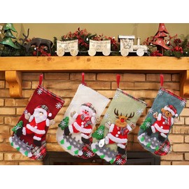 ysister Christmas Stockings, Pack of 4 Santa Boots for Filling, Christmas Socks Hanging Stockings for Christmas Decoration for Christmas Decoration, Gift Bags and Candy Bags