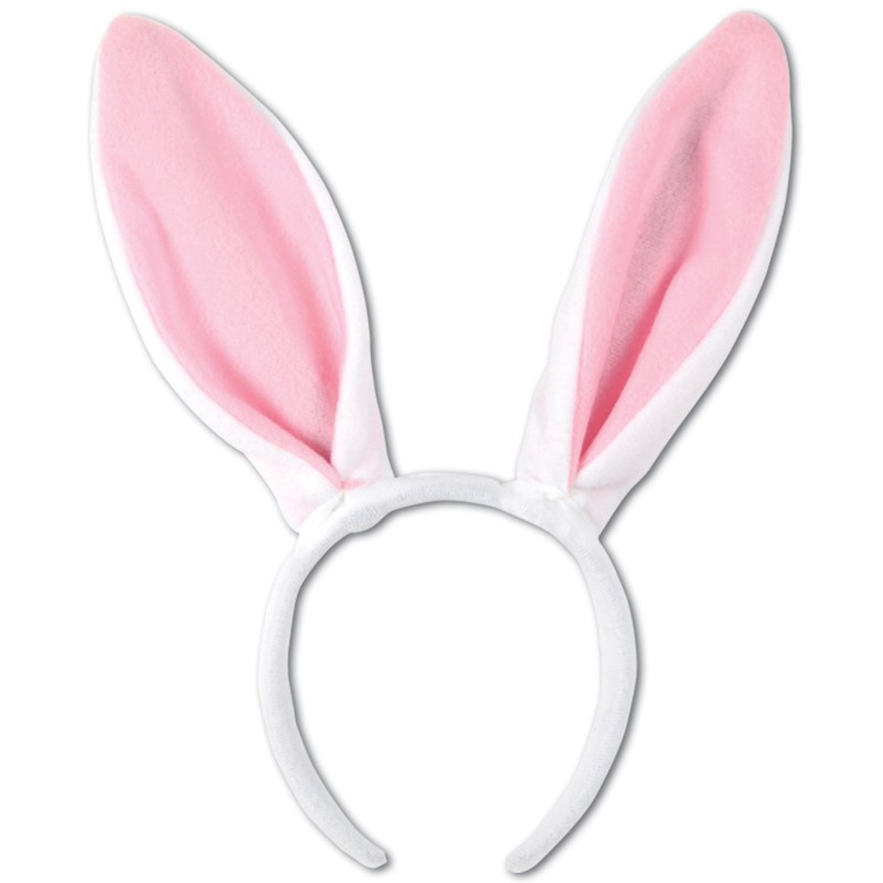Soft-Touch Bunny Ears (white & pink) Party Accessory (1 count)