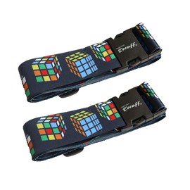 Teeoff 2 Pack Elastic Luggage Straps Suitcase Belts Travel Bag Accessories 2 Pack Elastic Luggage Strap Suitcase Belt Travel Bag Accessories Adjustable 220CM (Magic Cube)