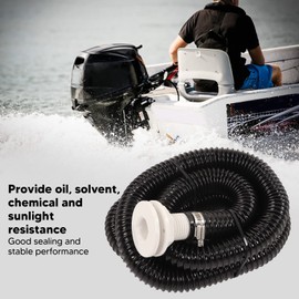 Bediffer Bilge Pump Hose Plumbing Kit, Thru Hull Fitting 5ft PVC Hose 1‑1/8in Dia 2pcs Clamp Heavy Duty for Boat
