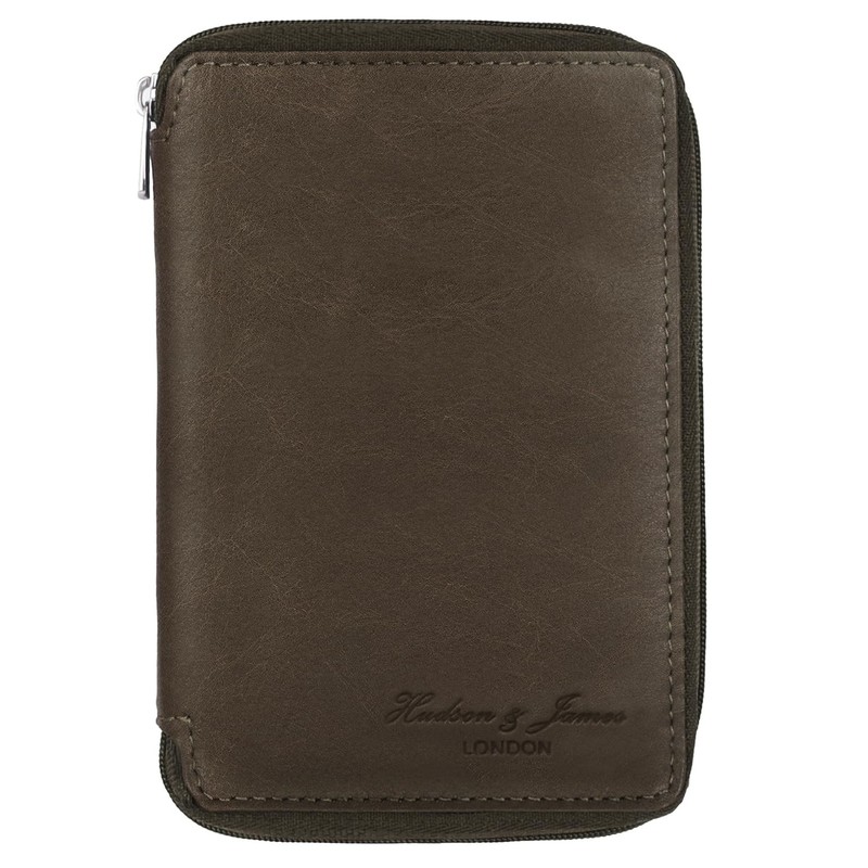 Hudson & James 100% Real Leather Travel Wallet Passport Holder