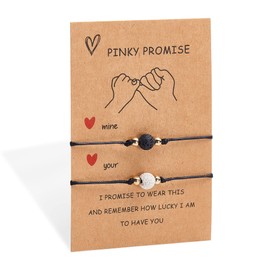 Desimtion Couples Valentines Day Gifts, Pinky Promise Bracelets Long Distance Relationships Gifts Matching Bracelets for Couples Bracelets for Boyfriend and Girlfriend