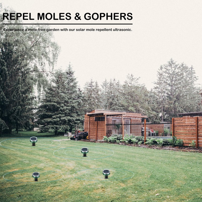 Mole Repellent 10 Packs Solar Powered, Vole Repellent Waterproof Outdoor