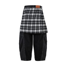 Aelfric Eden Barrel Jeans Detachable Plaid Baggy Jeans Wide Leg Hip Hop Streetwear Y2k Denim Pants Trousers Black