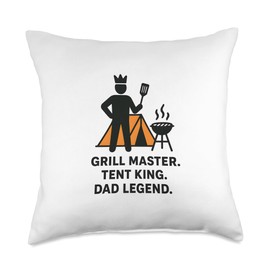Grill Master Tent King Dad Legend | Father's Day Camping Throw Pillow