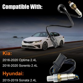 2Pcs Upstream & Downstream O2 Oxygen Sensor Fit for Kia 2016-2020 Optima 2016-2020 Sorento 2.4L, for 2015-2019 Hyundai Sonata 2.4L, Oxygen O2 Sensor Replaces OE# 250241283, 25025062