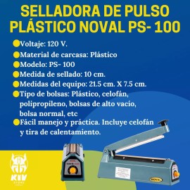 Noval Selladora Para Bolsas De Plástico Ps-100 Marca Noval 10cm