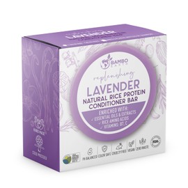 BAMBOEARTH Solid Rice Protein Water Conditioner Bar Hair Soap – Conditioning Bars For Hair With All Natural Plant Based Essential Oils And Zero Waste Packaging - Use With Shampoo Bar (Lavender)