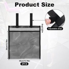 Lyreh 2pcs Trampoline Shoes Bag, Large Mesh Storage Organizer with Adjustable Straps Durable Shoe Holder Pouch for Trampoline Accessories Kids & Adults (Black)