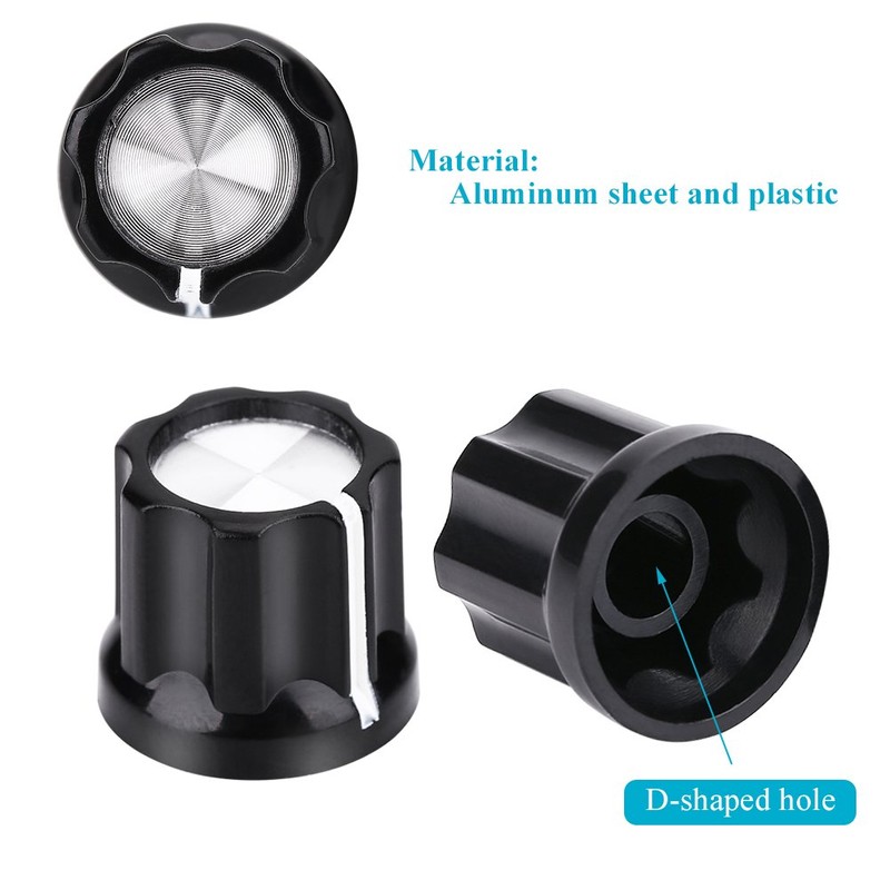 10Pcs Volume Control Knob D Shaped Shaft Hole Tone Speed
