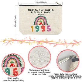 29th Birthday Gifts for Her Makeup Bags, 29th Birthday Decorations for Women, 1995 Anniversary 29 Year Old Gift Ideas for Wife, Sister, Best Friend Female, Mothers Day, Christmas Cosmetic Travel Bag