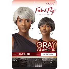 Outre Fab & Fly Full Cap Wig Gray Glamour - Human Hair - Mikah (NATURAL)