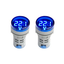 NOYITO 80-500V AC Digital Voltmeter 110V 220V 380V Red Green Yellow Blue White LCD Digital Display Small Round Head (Pack of 2) (Blue)