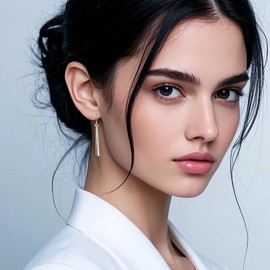 Sterling Silver Dangle Earrings for Women Long Drop Earrings, Minimalist Bar Jewelry Hook Style