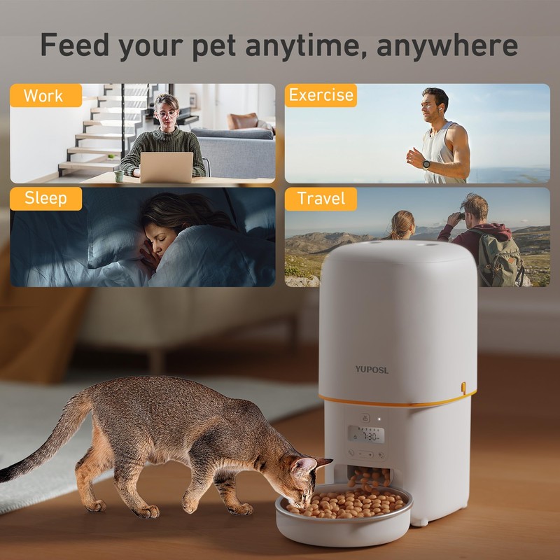 Automatic Cat Feeder - 4L Timed Auto Pet Feeder for