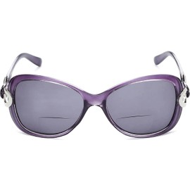 Incredible Bargains The Delia Bifocal Reading Sunglasses, Retro Square Style Sun Readers + 2.75 Purple