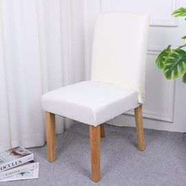Bestenrose Stretch Dining Chair Covers Waterproof PU Leather Backrest Chair Cover Chair Slipcovers Universal Chair Covers for Dining Room Kitchen Hotel (Beige, set of 6)