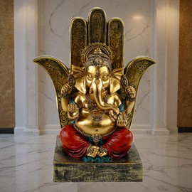 Kremers Schatzkiste Ganesha Figure 18 cm - Sitting Sculpture Hindu God Decorative Figure Statue Spiritual Polyresin Decorative Indian Art Buddha Gift Idea Yoga Ornament Mystical Decoration